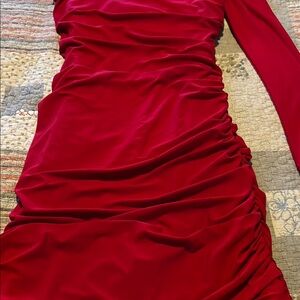 Elegant Red Ruched Dress